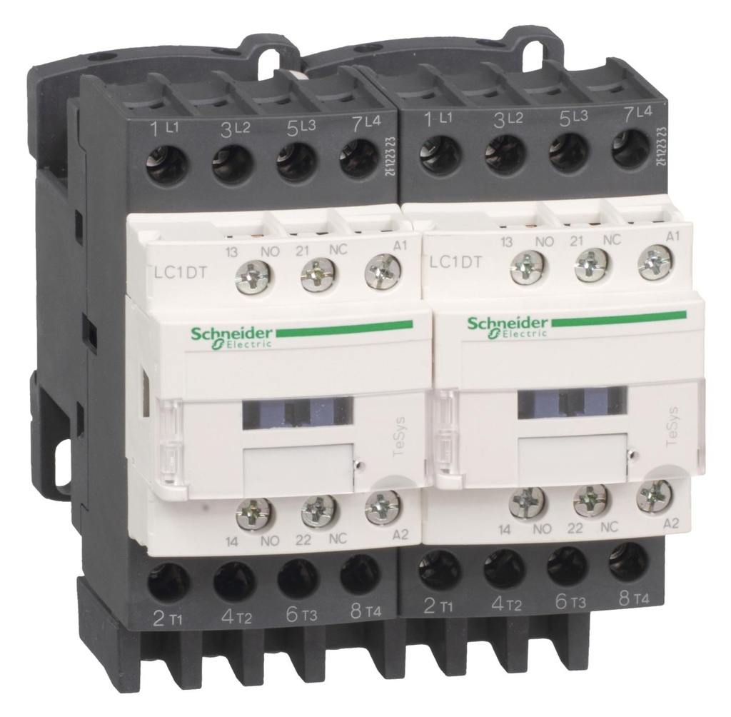 Contactor inversor 4 Polos 3 NO 40 A 24VDC 40A Schneider. Mod. LC2DT40BD