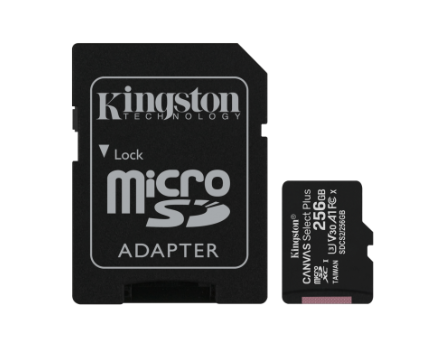 Tarjeta MicroSD + adaptador SD 256GB memoria flash KINGSTON. Mod. SDCS2/256GB