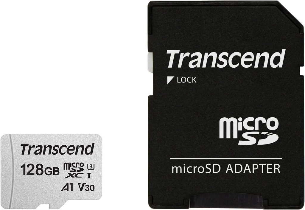 [TS128GUSD300S] Tarjeta microSD Transcend 128 GB c/ adaptador class 10. Mod. TS128GUSD300S