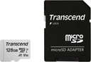 Tarjeta microSD Transcend 128 GB c/ adaptador class 10. Mod. TS128GUSD300S