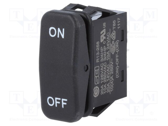 Interruptor 3 posiciones con retorno (ON)-OFF-(ON) 10A 250V. Mod. R13-258I-01-BB-9
