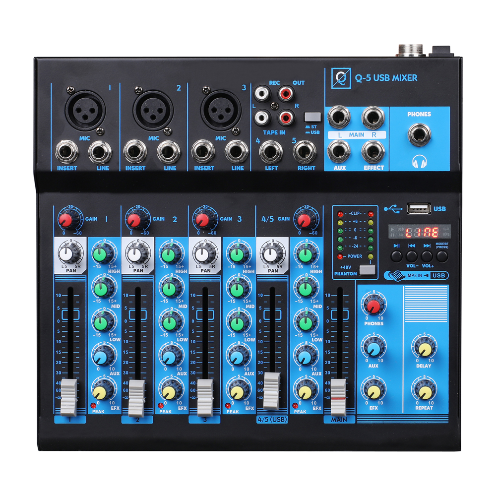 [Q5MK2USBLET] Mesa de mezcla 5 canales USB bluetooth OQAN. Mod. Q5 MK2 USB