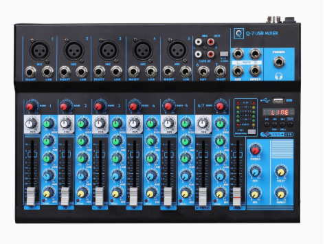 Mesa de mezcla 7 canales USB OQAN. Mod. Q7 MK2 USB
