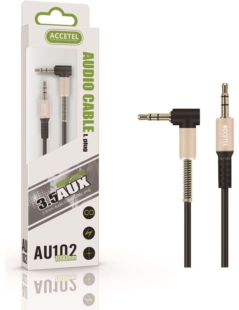 Conexión audio Jack 3.5mm macho macho acodado 1 metro. Mod. AU102