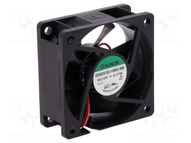 Ventilador axial12VDC 60x60x25mm 27,04m3/h. Mod. EE60251S3-1000U-999