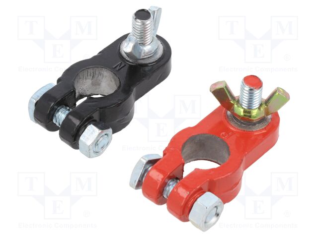 [BPGA004TME] Pareja bornas de batería estándar 12V roja negra palomilla. Mod. BP-GA004
