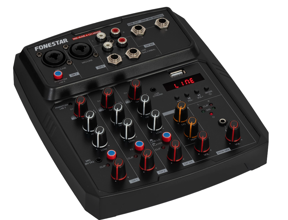 [MIX4LIVE] Mesa de mezcla 4 canales Bluetooth Fonestar. Mod. MIX-4LIVE