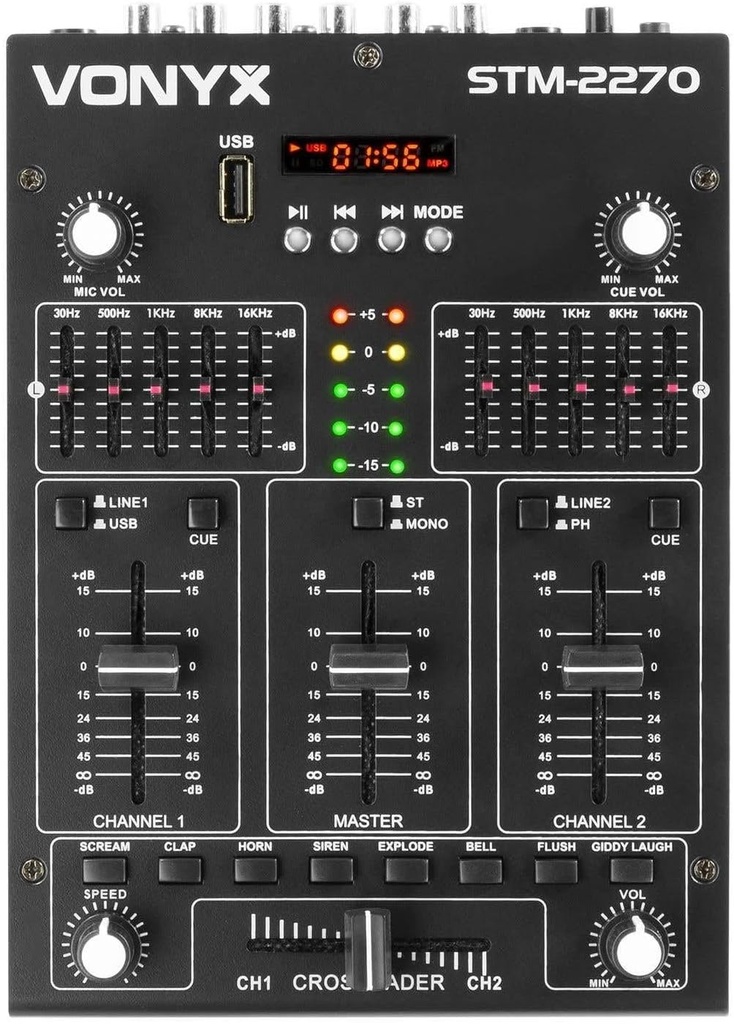Mesa de mezclas DJ 2 canales bluetooth MP3/USB Vonyx. Mod. STM-2270