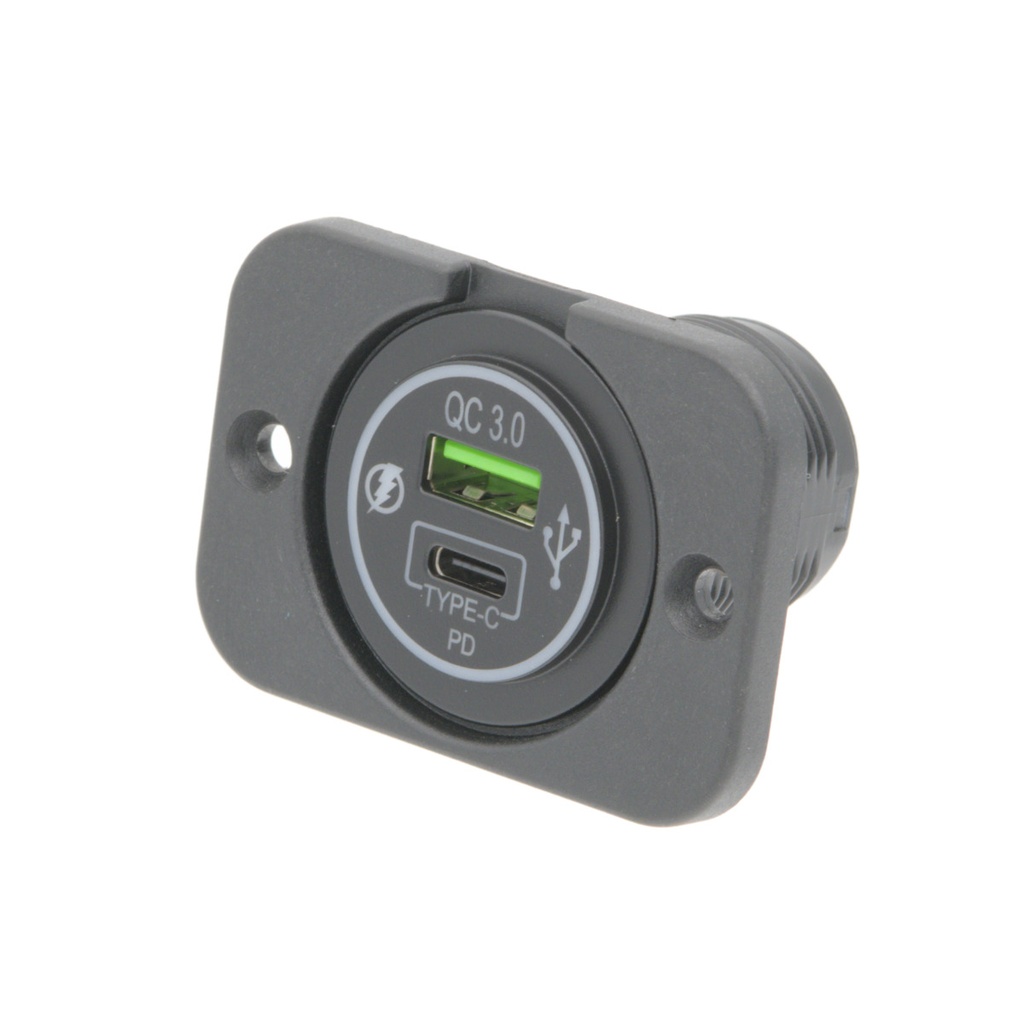 Base de alimentacion para panel USB-A y USB-C PD 12V [36W]. Mod. 4163C