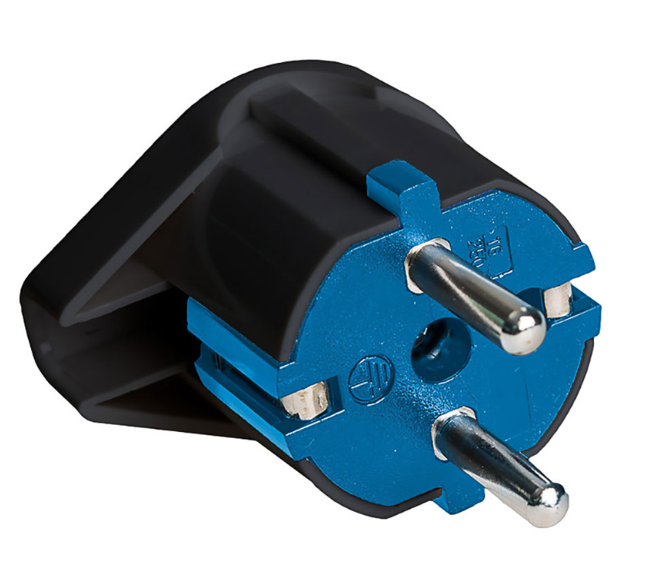 Clavija schuko salida lateral 16A 250V T/TL 4,8mm negra SOLERA. Mod. 6566N