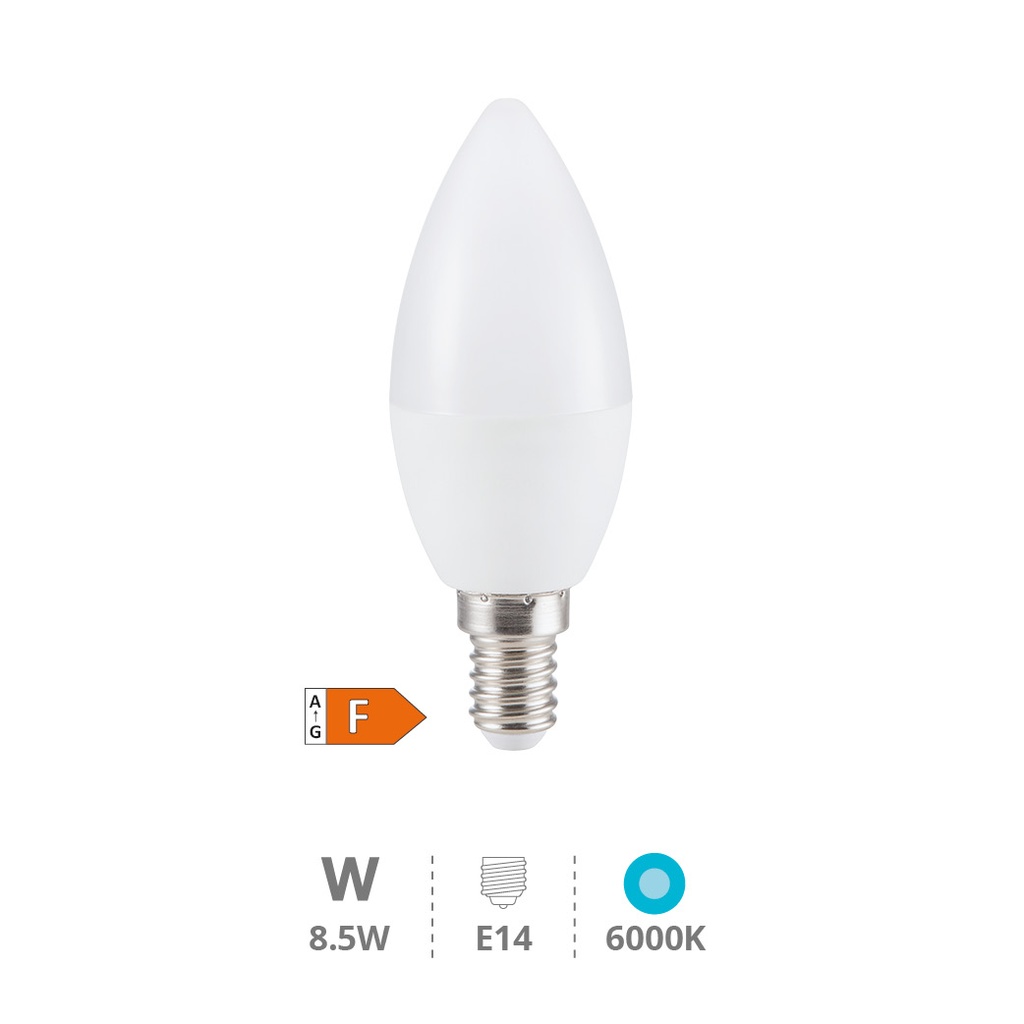 Bombilla LED vela 8,5W E14 6000K. Mod. 200695023