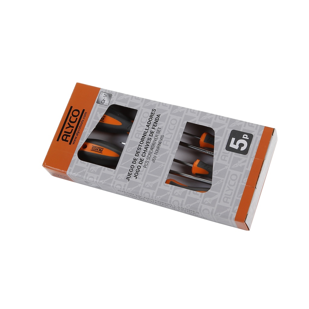 Juego 5 destornilladores Alyco Orange. Mod. 170448