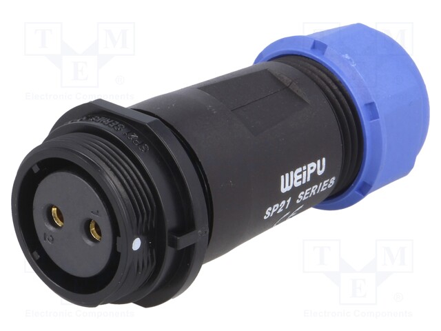 Conector hembra 2pin IP68 30A 500V SP21. Mod. SP2111/S2