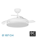 Ventilador techo aspas retráctiles 59W blanco 107cm Papiro. Mod. 212591301