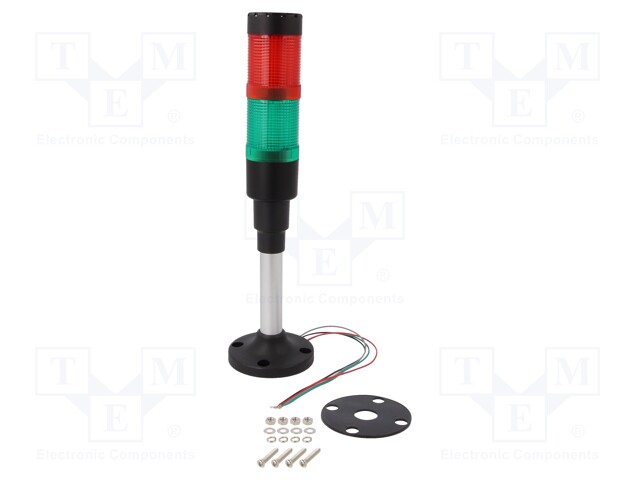 Columna de señalización LED 24VDC/AC rojo/verde Ø 40mm. Mod. HBJD-40/DWA/2/RG/24AC/DC/B