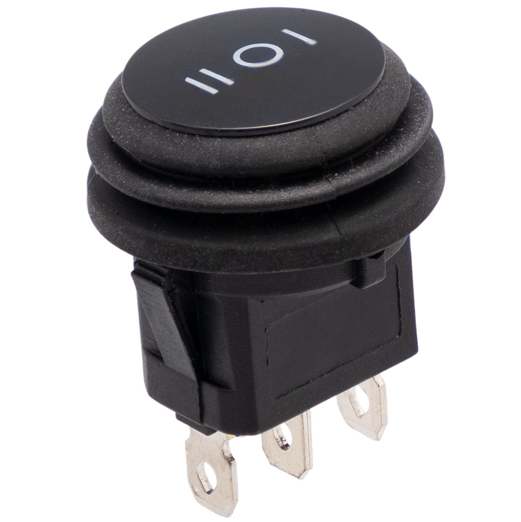 Interruptor 3 posiciones ON-OFF-ON estanco negro 6A 250VAC. Mod. 4159-3P