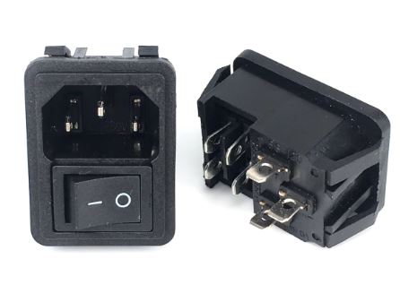 Base alimentación IEC C14 c/interruptor 10A 250V presión. Mod. BASEIEC