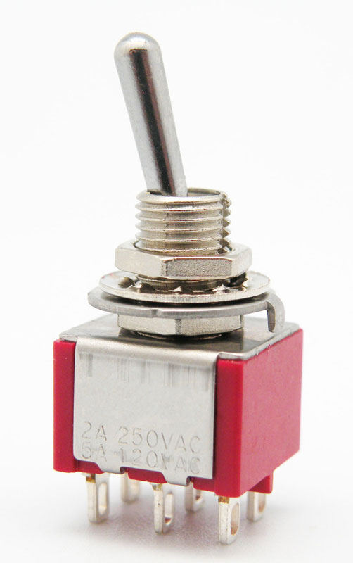 Conmutador bipolar con retorno ON-(ON) 12mm 2A 250V. Mod. 2557