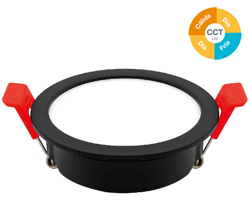 Aro redondo empotrable compacto LED Lumati CCT negro. Mod. 200400013