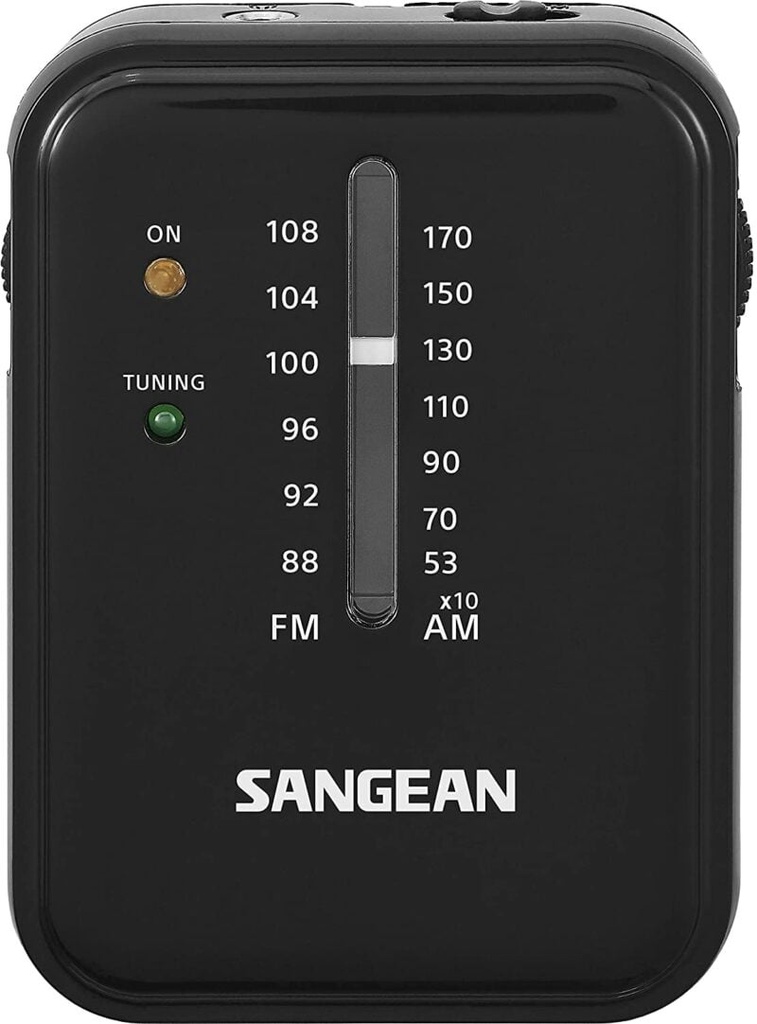 Radio de bolsillo con auriculares a pilas negro Sangean. Mod. SR-32