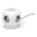 Base múltiple Kubo 3 tomas + USB A + USB C 20W blanco cable 1,4m Garza. Mod. 420062C