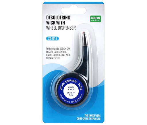 [TRE017] Dispensador trenza malla desoldar 1.5mm x 1.5 metros. Mod. TRE017