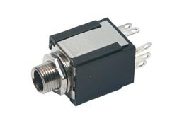 [0250AVA] Adaptador Base chasis Jack Ø 6,3 mm. con tuerca. Estéreo. 8 Terminales. Mod. 0250