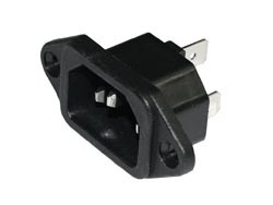 [0414AVA] Conector Base macho IEC320/CEE22. 10 A./250 V. Fijación a tornillo. Faston 6,3mm. Mod. 182663