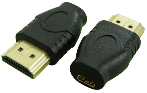 [0821ELG] Adaptador HDMI MICRO HEMBRA a HDMI A MACHO, DORADO. Mod. 0821