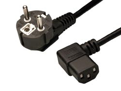 [1150CAVA] Conexión Red informática Clavija Schuko a conector Hembra acodado 90° CEE22. Longitud: 1,8 m. Mod. 1150-C