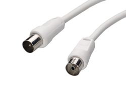 [1222AVA] Conexión Macho TV-Hembra TV Ø 9,5mm Inyectada. 2.5 metros. Color blanco. Mod. CTV25BF