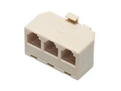 [2250ELG] Adaptador modular telefónico rj11 con salida triple 6P. 4C. Mod. 1267