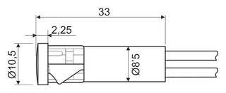 [12856230VEDH] Piloto LED 230 VAC Ø10'5 mm. verde. Mod. 12.856/230/V