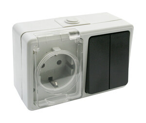 [36526BDCEDH] Base schuko y doble conmutador estanco. Mod. 36.526/BDC