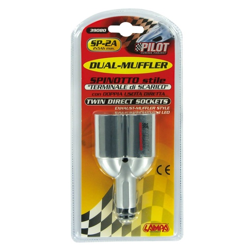 [39080FAS] BASE MECHERO DOBLE TOMA IMITACION Silenciador Dual