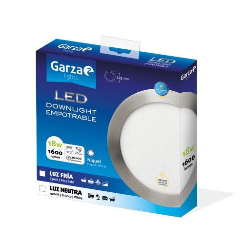 [401411AGAR] Downlight empotrar LED Circular 18W Ø225 6500K Niquel. Mod. 401411