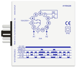 [AVERELALT230] Relé de alternancia dos bombas 230VAC AVEL. Mod. 411 RA220-023