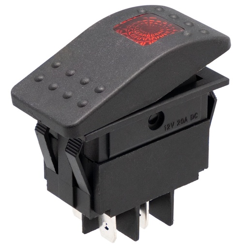 [4229RELG] Interruptor para automóvil/embarcación 12V 20A, LED rojo. Mod. 4229R