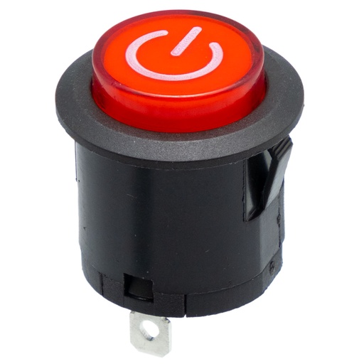 [4249R] Interruptor rojo OFF-ON redondo, con símbolo POWER, 22mm. Mod. 4249R