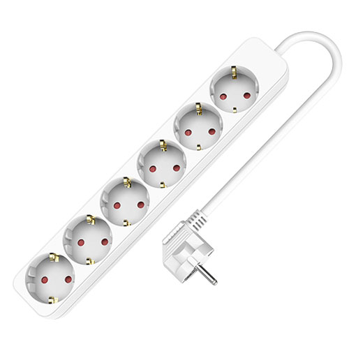 [TMUAD506] Base múltiple 6 tomas c/cable 1.5m blanca. Mod. TMUAD506