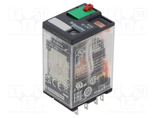 [RXM4AB2E7] Relé electromagnético 48VAC 4PDT 6A Schneider. Mod. RXM4AB2E7