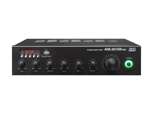 [AML60USBMKIIAMS] Amplificador 8 Oh y L100V 60W USB FM Bluetooth AMS. Mod. AML 60 USB MKII