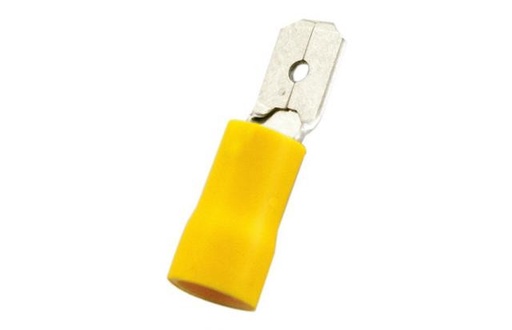 [CON5035] Terminal de faston macho preaislado 6.3mm, amarillo, 4 mm² a 6mm². Mod. ASMDD55250