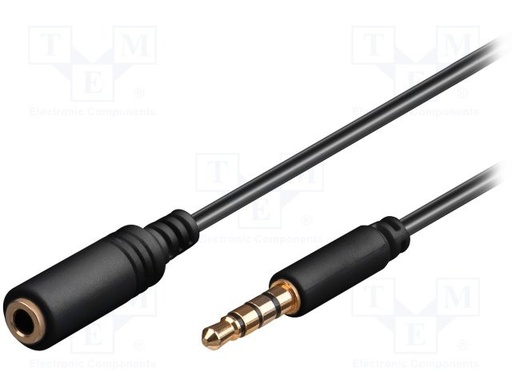 [AVK181150BKTME] Conexión Jack 3,5mm 4pin macho a Jack 3,5mm 4pin hembra 1.5m. Mod. AVK-181-150BK