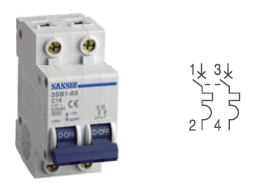 [B62C10NSAS] Int. Aut. Magnetotérmico 2P 10A Curva C SASSIN. Mod. B12C10N
