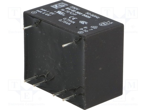 [BVEI3022025] Transformador cerrado 1,5VA 230VCA 2x6V 125mA 70g. Mod. BV EI 302 2025