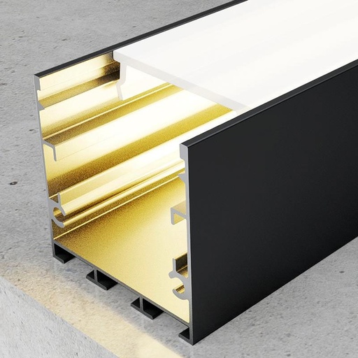 [LM3786] Perfil de Aluminio Fate Lacado Negro - 2 Metros. Mod. LM3786