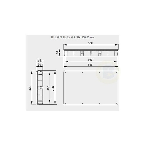 [CT536CEY] Cajas registro red ICT de empotrar 326x520mm. Mod. CT536