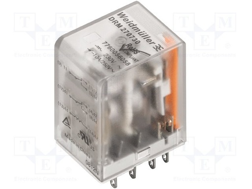[DRM570730LT] Relé electromagnético 4PDT 230VAC 4x5A/250VAC. Mod. DRM570730