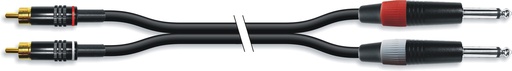 [EQ612501SEME] Conexión 2 RCA macho a 2 Jack 6,3 Mono 1 metro. Mod. 43111ELG